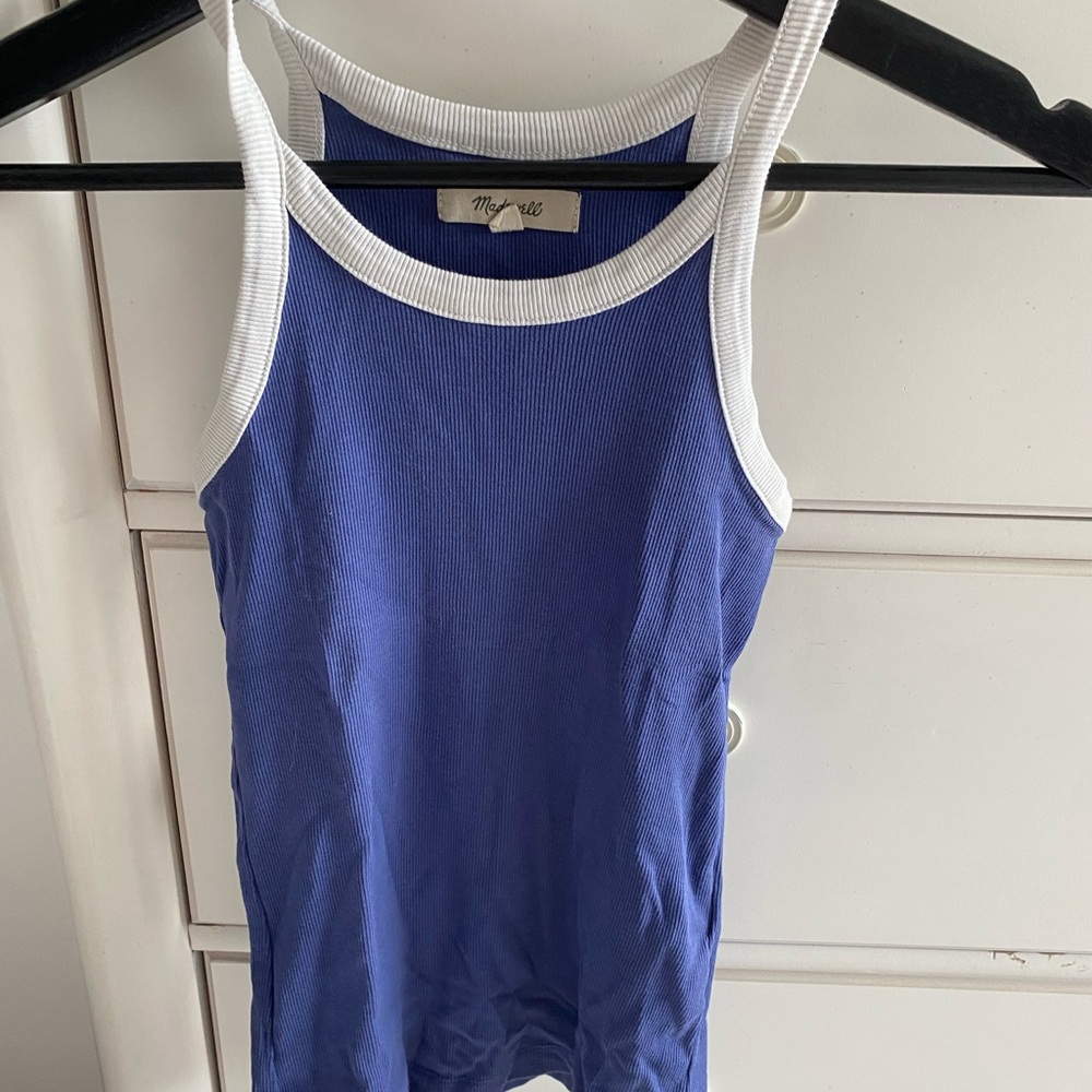 Madewell Navy and White Tank Top